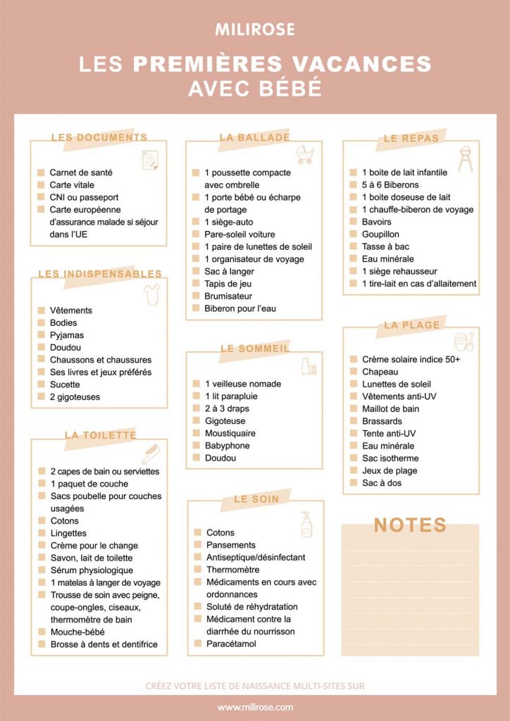 check-list : les premières vavances avec bébé